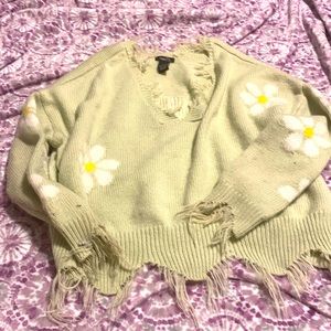 Green flower sweater